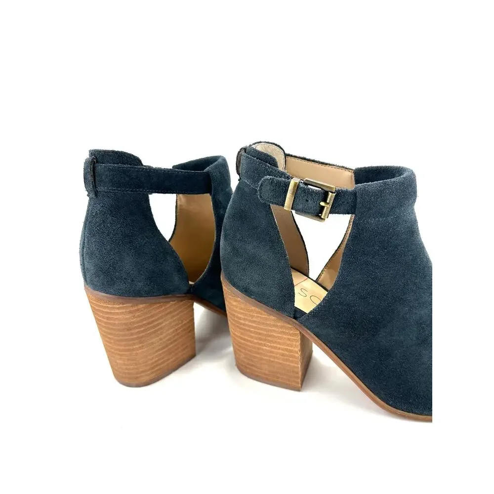 Sole Society Ferris Open Toe Bootie/Sandal Size 9/40M Blue/Gray Suede Adjustable